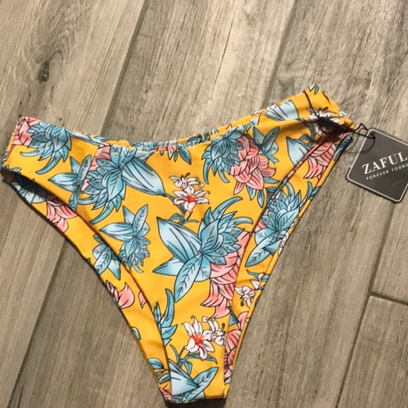 Zaful Other - Zaful High Rise Floral Yellow Bikini Bottom NWT
